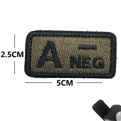 5*2.5CM Small Patch with Hook and Loop Blood Type A B AB O POS NEG