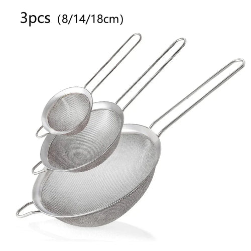 1/3/4Pcs/Set Stainless Steel Wire Fine Mesh Oil Strainer Flour