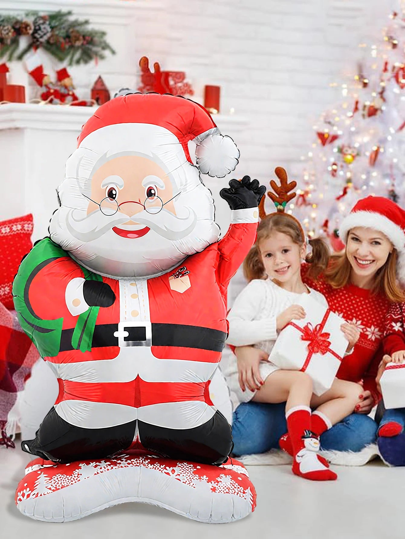 1pc Standing Santa Claus Foil Balloon, Christmas Decoration, Christmas