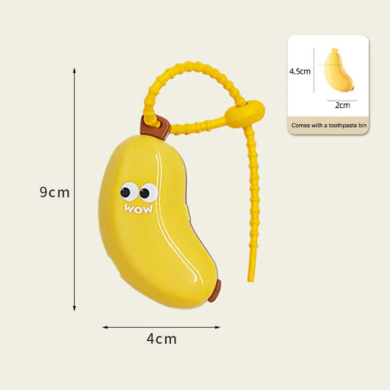 Banana Toothbrush Protective Cap with Toothpaste Storage Box - Compact