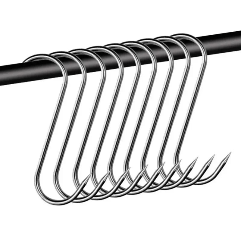 Stainless Steel S Hooks with Sharp Tip Utensil Meat Clothes Hanger