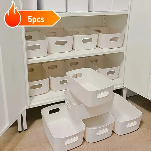 5pcs Stackable Storage Box Set,Rectangular Plastic Organizer