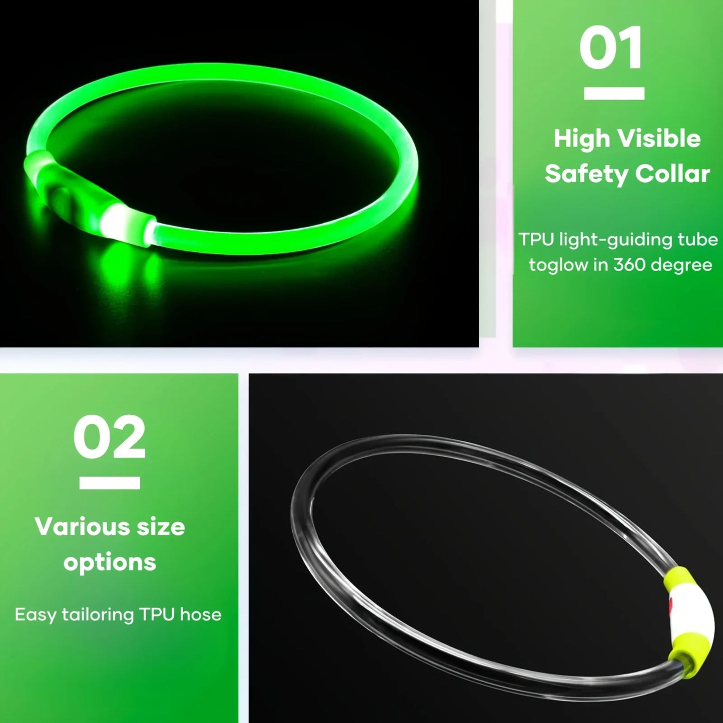 USB Rechargeable Fiber Optic Collar Pet Dog LED Light Collar Luminous