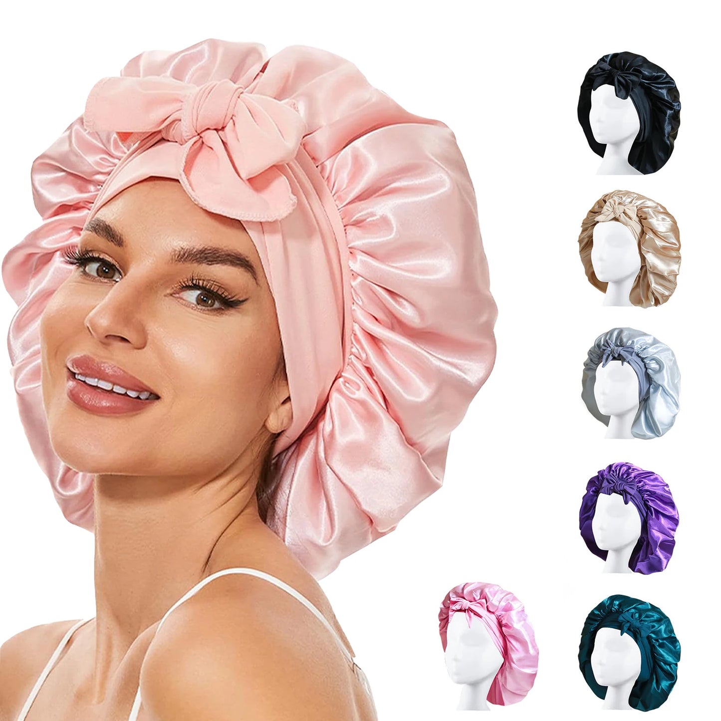New Silky Bonnet For Sleeping Women Satin Bonnet Hair Bonnet Night