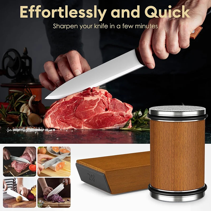 Rolling Knife Sharpener Magnetic Knife Holder Sharpening Stone 15/20