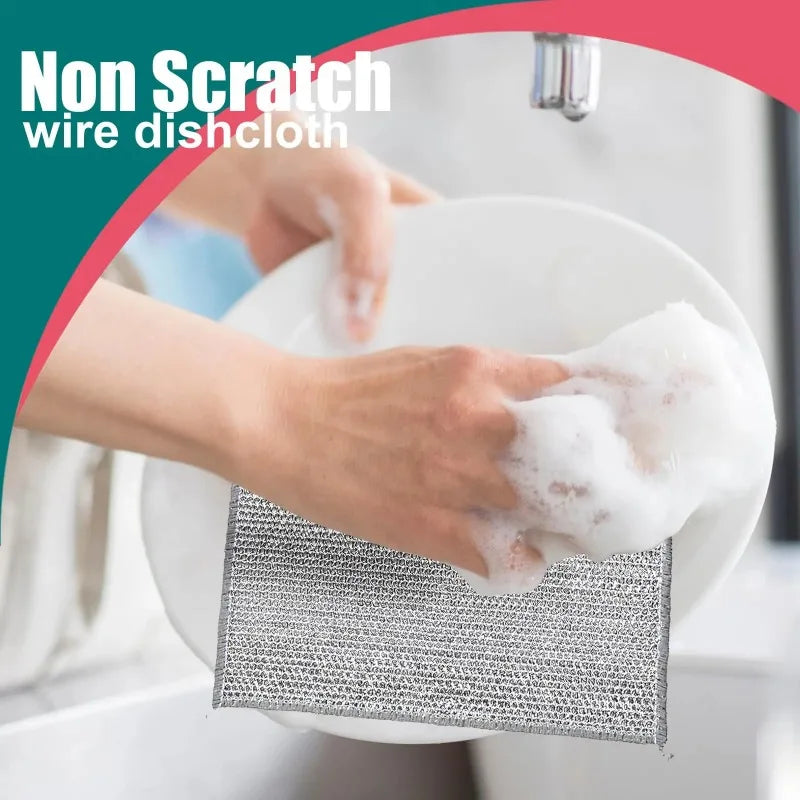 Thickened Steel Wire Cleaning Cloth Non-Scratch Double-layer