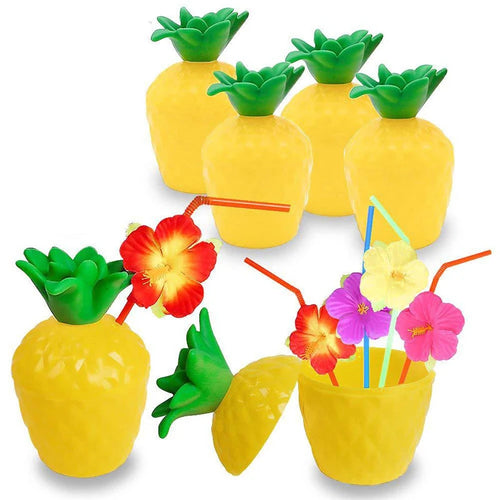 6/10pcs Hawaiian Summer Pineapple Coconut Drinking Cups Strawberry