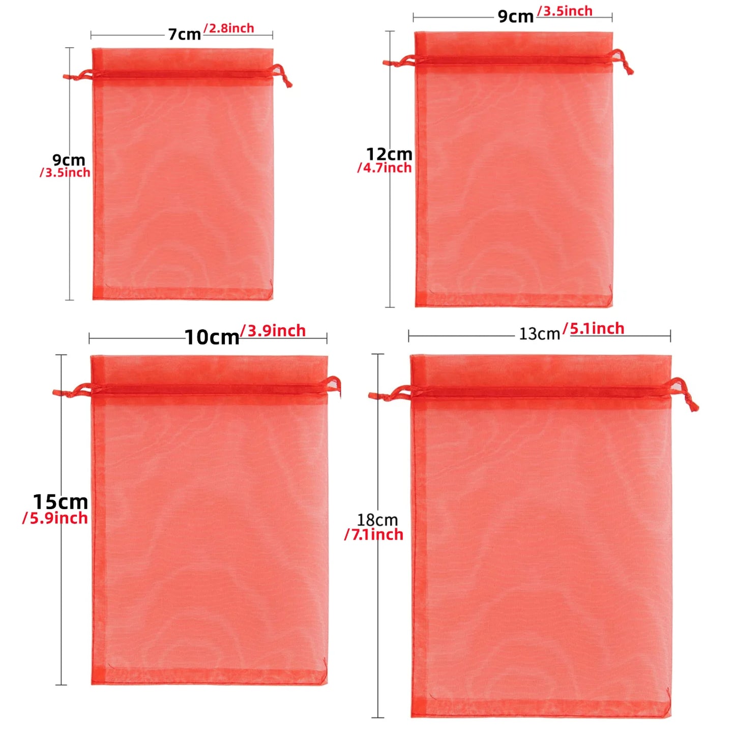 100PCS Organza Bags Random Mesh Organza Jewelry Bags Drawstring, Small