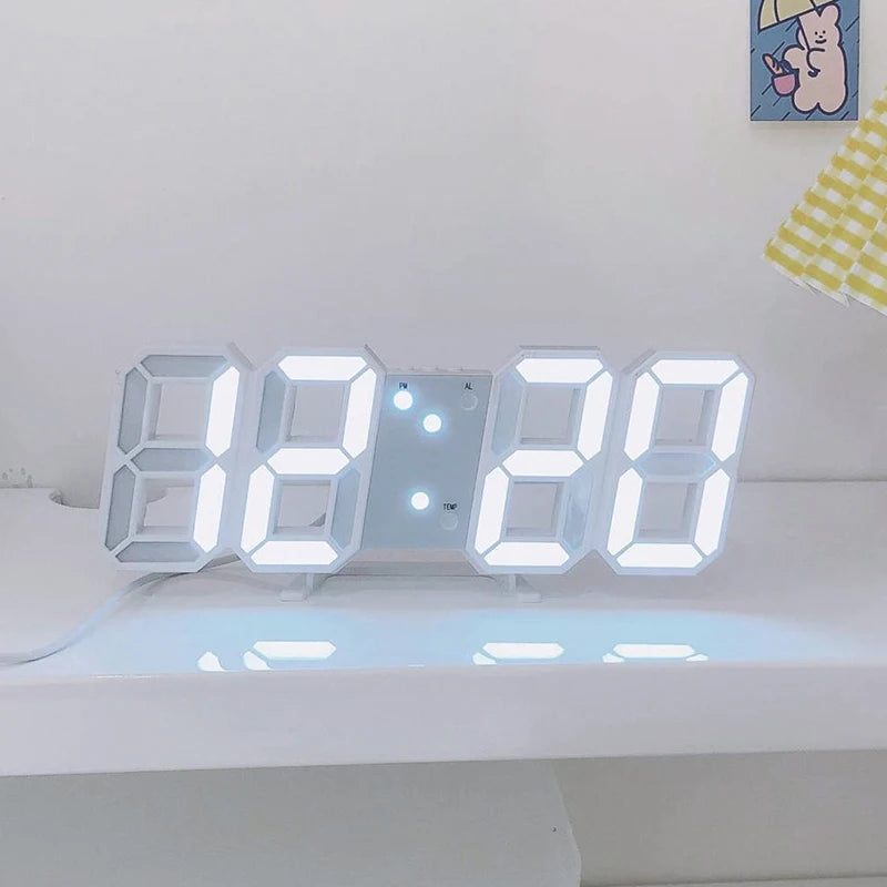 3D LED Digital Clock Luminous Fashion Wall Clock Multifunctional