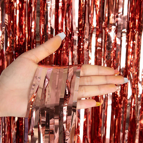 Cheap as a Party Metallic Tinsel Foil Fringe Curtains Backdrop for