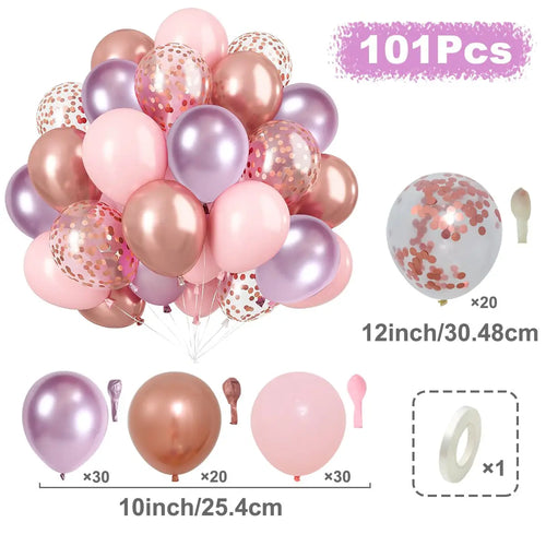 31/36/37/51/101Pcs Metallic Balloons Pearl White Latex Balloon Gold