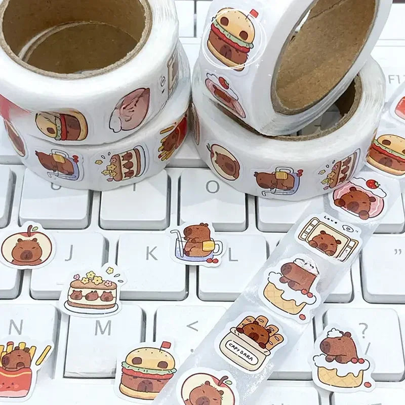 500 stickers capybara roll stickers high value cute cartoon decorative