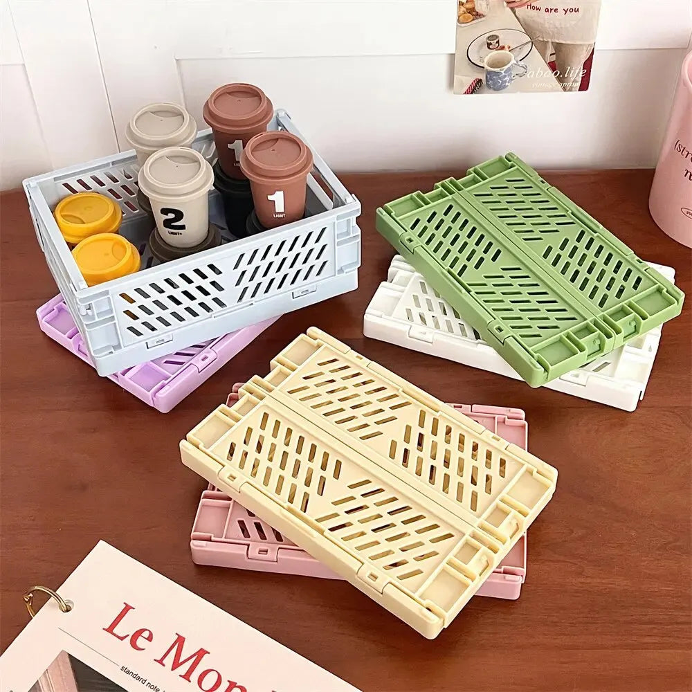 6 Color Organizing Storage Baskets Case Folding Student Desktop Basket