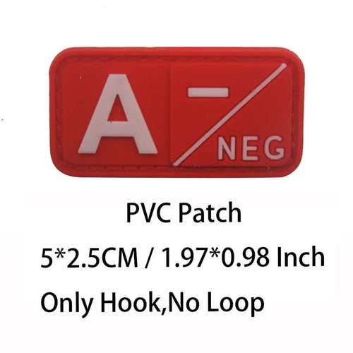 Small Patch with Hook,PVC Blood Type A B AB O POS NEG Emblemen,Patches