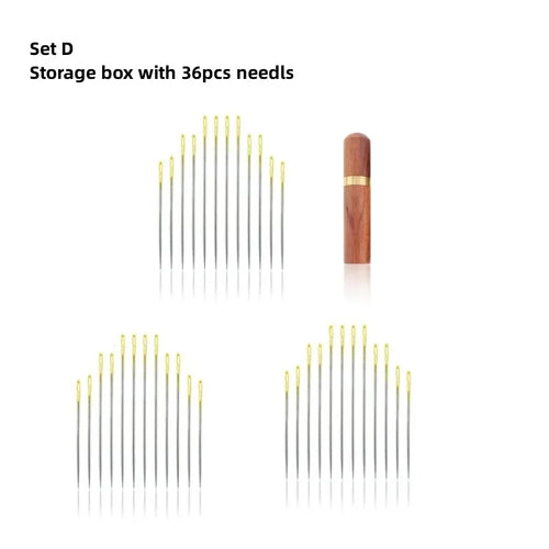 12/36PCS Sewing Needles Multi-size Side Opening Stainless Steel