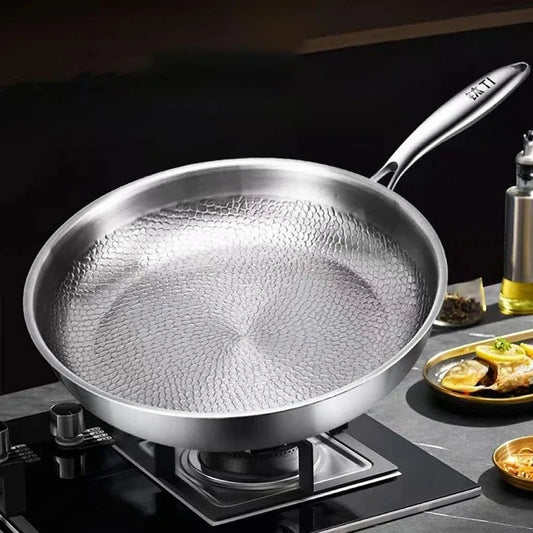 German Titanium Steel Frying Pan Uncoated Non Stick Pan Fish Scale
