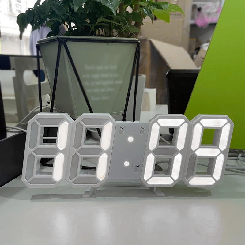 3D LED Digital Clock Luminous Fashion Wall Clock Multifunctional