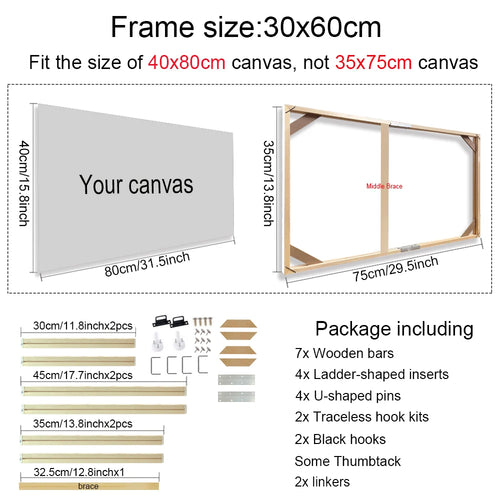 30x40 40x50 60x90cm Canvas Frame Wooden Frames Wooden Photo Oil