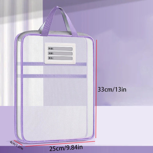 A4 Stationery Storage Bag Double-layer Mesh Zipper Bag Large Capacity