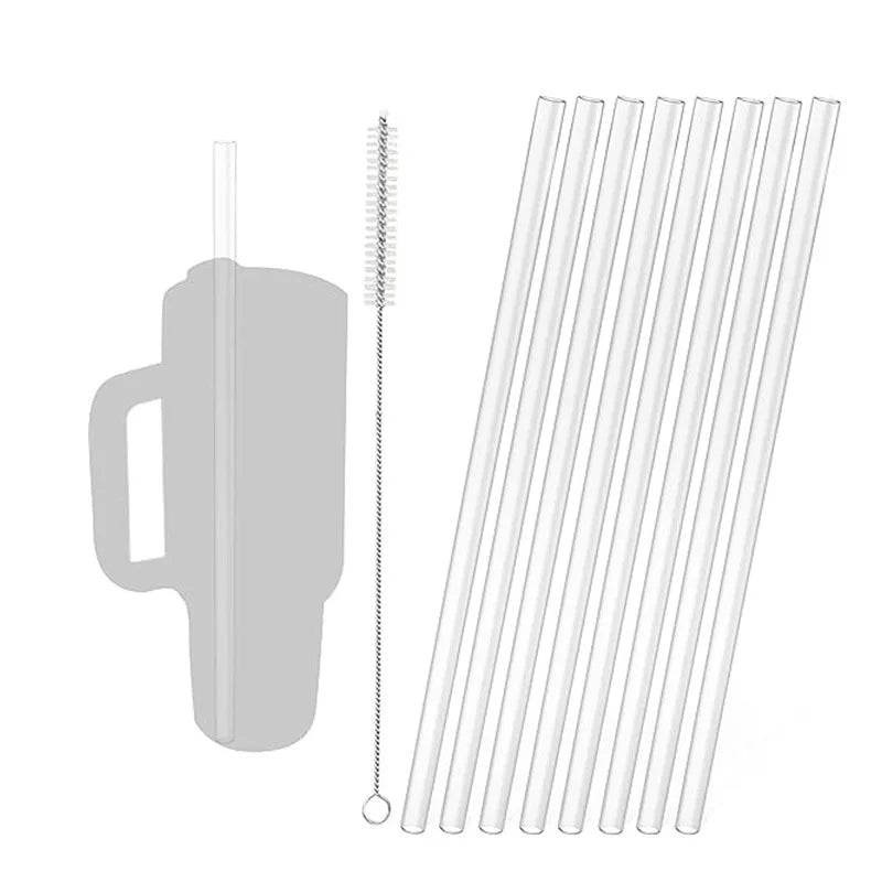 Reusable Straw with Cleaning Brush Plastic Replacement Straw
