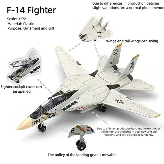 F-14 Fighter，1:72, assembled plastic airplane model (including display