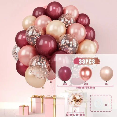 31/36/37/51/101Pcs Metallic Balloons Pearl White Latex Balloon Gold