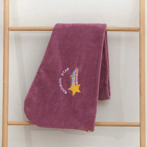 1Pc Embroidery Style Hair Drying Cap, Coral Fleece Thickened Hair