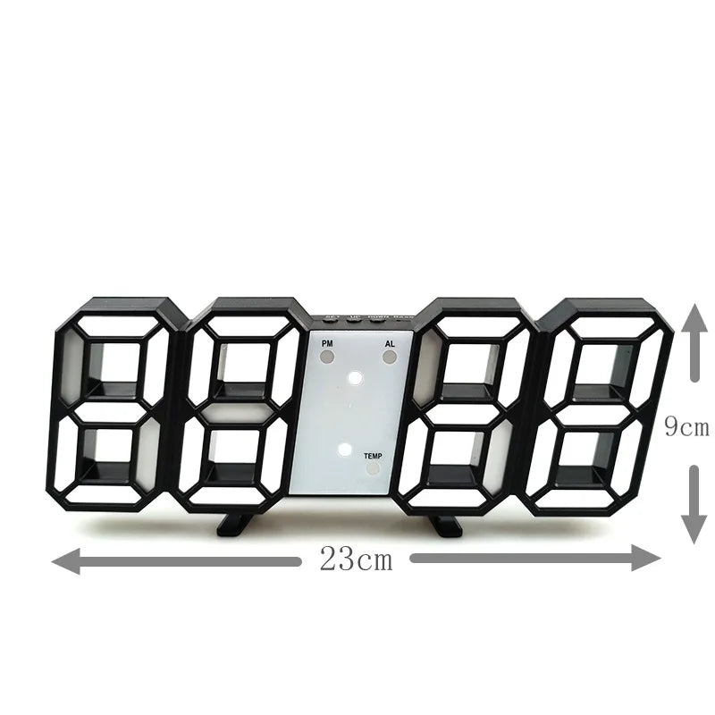 3D LED Digital Clock Luminous Fashion Wall Clock Multifunctional
