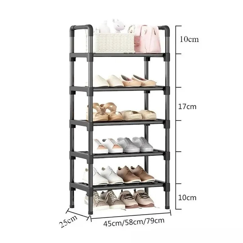 Black Elevated Shoe Rack Small Simple Multi-layer Shoe Cabinet Home