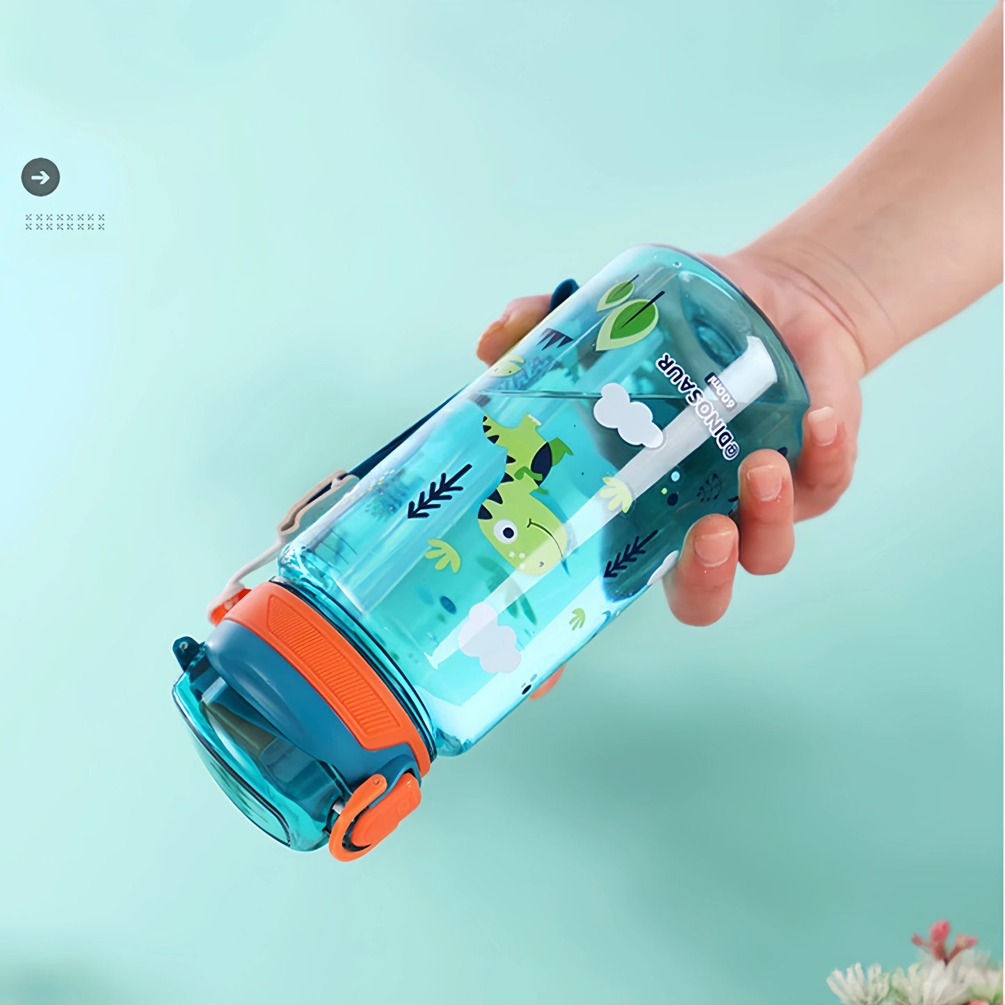 600ml Dinosaur Water Bottle For Kids Water Sippy Cup With Silicone