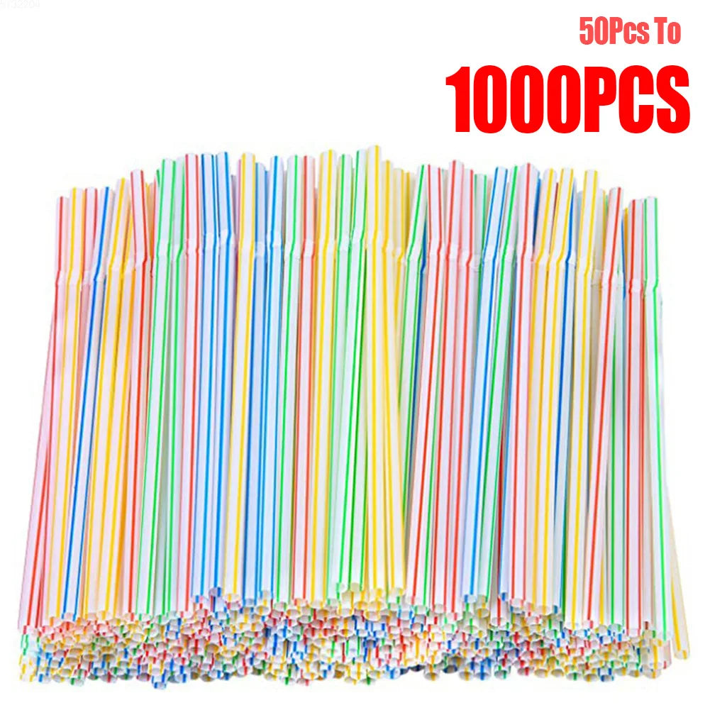 50-1000Pcs Drinking Straws Colorful & Black rietjes Flexible Wedding