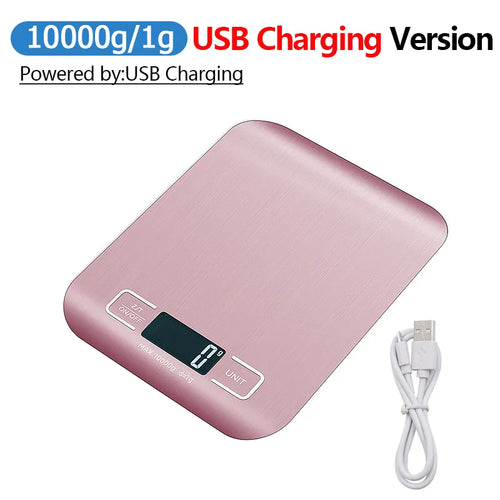 5kg/10kg Rechargeable Kitchen Scale LCD Display Stainless Steel