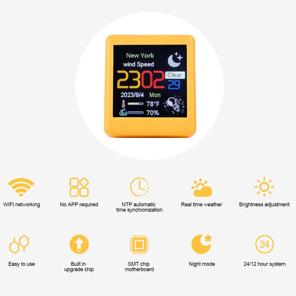 MINI Size Smart WIFI Weather Station Clock for Game Room Decoration.