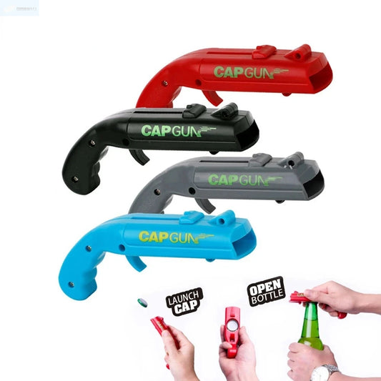 Portable Cap Gun Creative Flying Cap Launcher Beer Opener Bar Tools