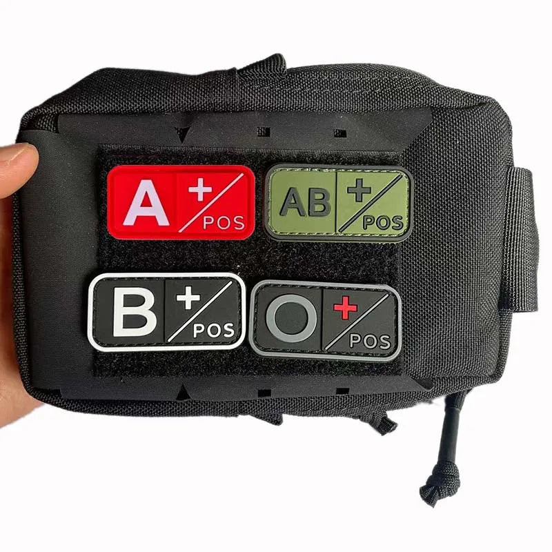 Small Patch with Hook,PVC Blood Type A B AB O POS NEG Emblemen,Patches