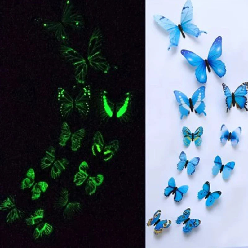 12 Pcs 3D Luminous Butterfly Creative Wall Stickers DIY Wall Stickers