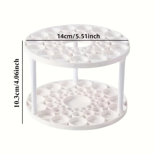 360° Rotating Brush Holder - White Plastic Organizer with Glaze