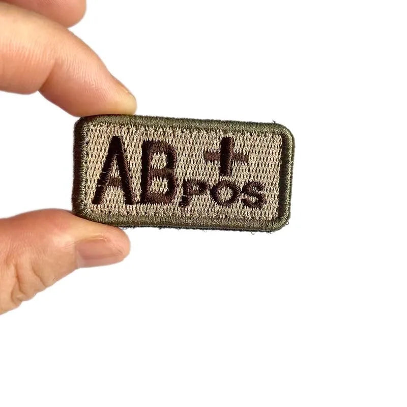 2.5*5CM,A B AB O POS-NEG Blood Type Badges Fabric Applique Embroidery