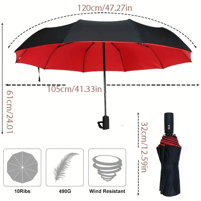 Automatic 10 Bones Sunny Umbrella, Windproof Sunny And Rainy Business