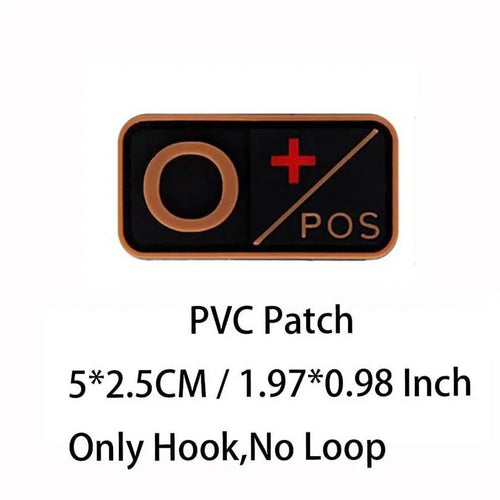 Small Patch with Hook,PVC Blood Type A B AB O POS NEG Emblemen,Patches