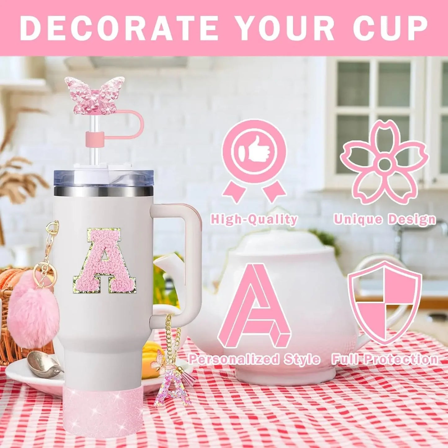 9PCS Cup Accessory Set for Stanley 30oz 40oz Butterfly Straw Cover Cap
