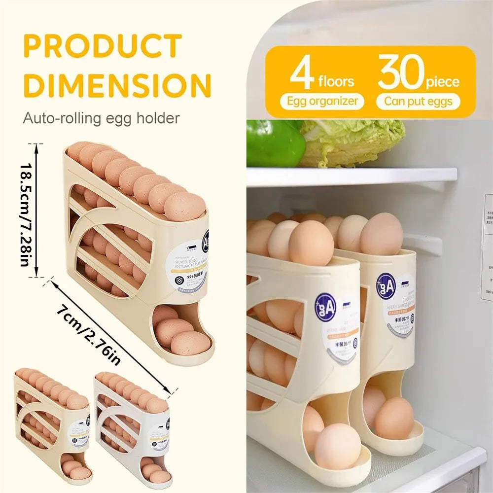 Automatic egg storage container, 4-layer design, refrigerator storage