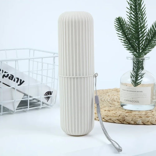 Travel Toothbrush Box Vertical Stripe Portable Mouthwash Cup Brushing