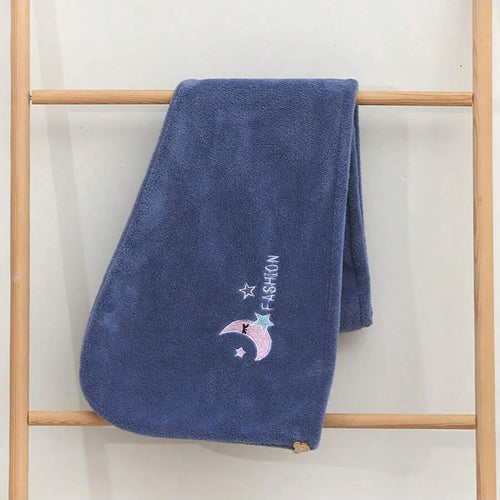 1Pc Embroidery Style Hair Drying Cap, Coral Fleece Thickened Hair