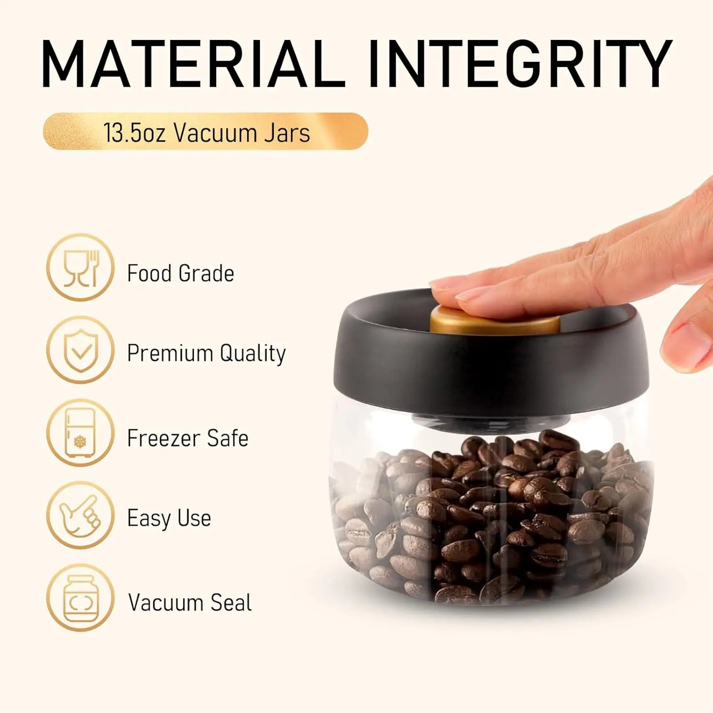 Coffee Beans Vacuum Sealed Tank Transparent Glass Food Storage Jars