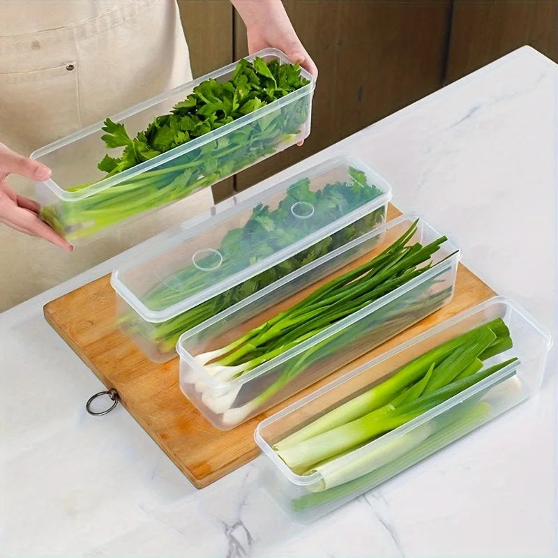 4 Pcs Long Rectangular Food Storage Containers, Plastic Reusable