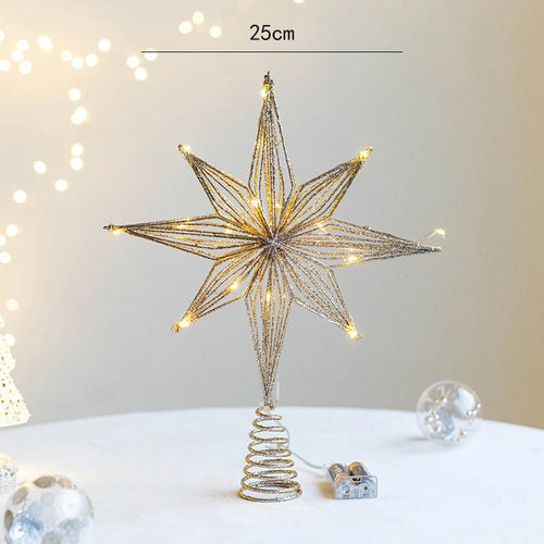 Christmas Tree Toppers Star With LED String Lights Ornaments For