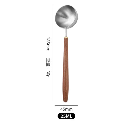 25ml Wooden Handle Stainless Steel Coffee Scoop Tablespoon Measuring