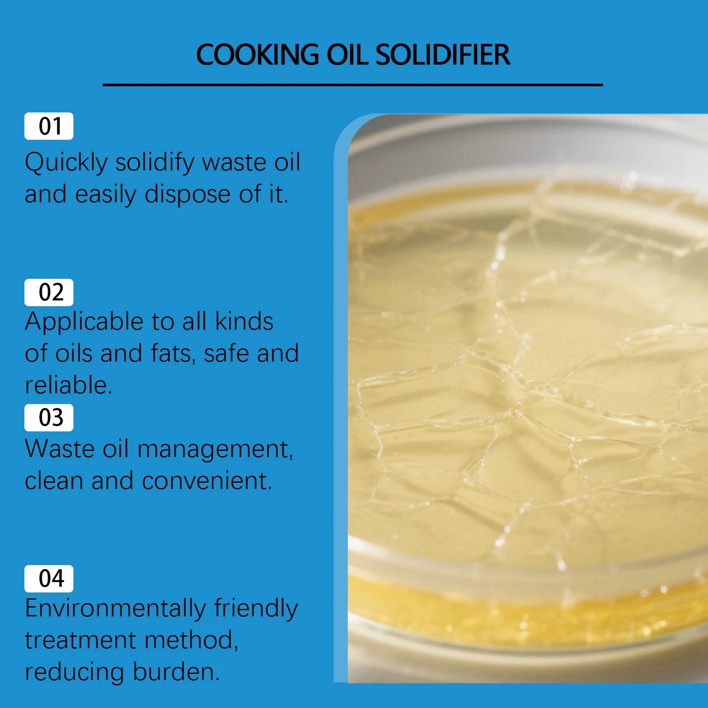 Cooking Oil Solidifier Powder Hot Grease Hardener For Used Fryer Oil