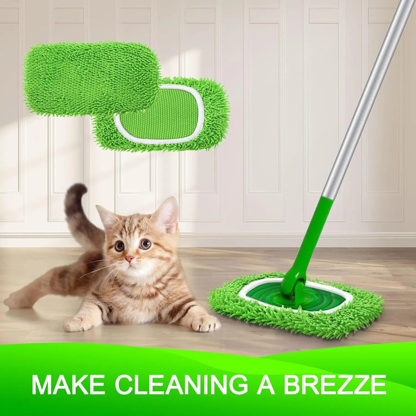 2 Pack Reusable Dry Sweeping Cloths Microfiber Wet Mop Pads Compatible